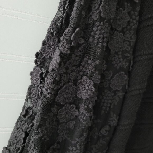 Women's Black Sweater with Textured Sleeves - Picture 3 of 7